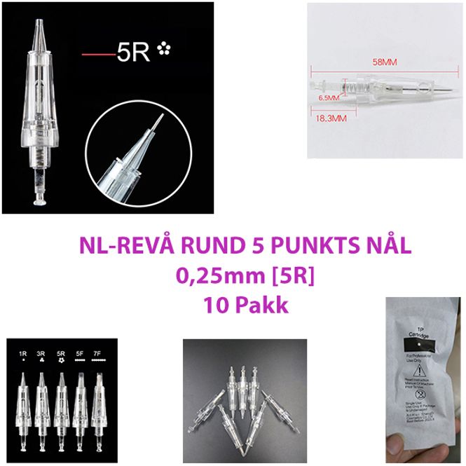 Hovedbilde NL-REVÅ RUND 5 PUNKTS NÅL 0,25mm [5R/5P] (10 ...